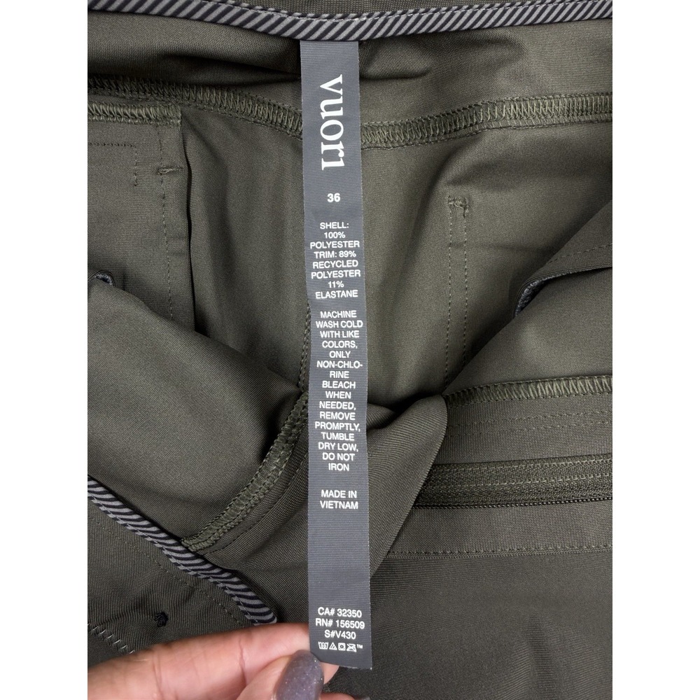 Vuori Meta Pants Men's 36x32 Green Slim Chino 5 Pocket Travel Performance V430 - Picture 10 of 16